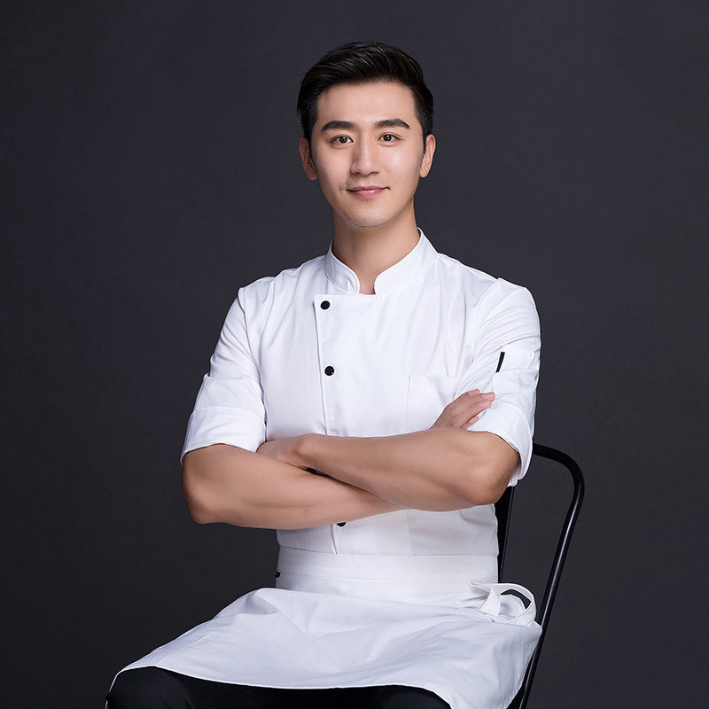 厨师工作服单排扣七分袖透气长袖时尚男厨师服中袖男女后厨服装衣
