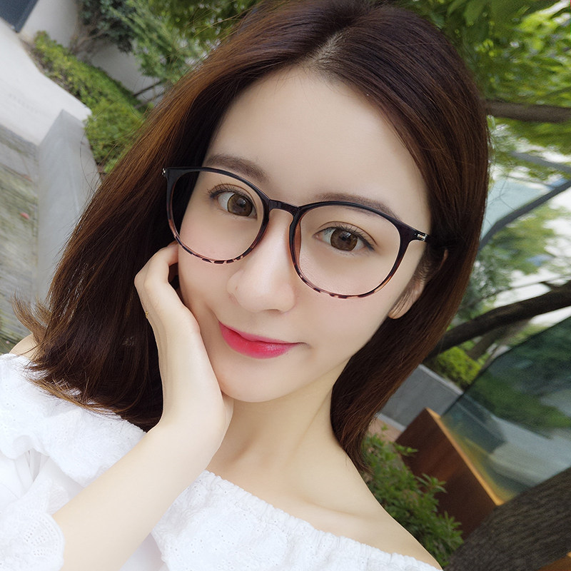 超轻大框眼镜框女圆形渐变色眼镜成品平光防蓝光辐射丹阳眼镜