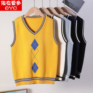 2026新款儿童针织马甲加厚中大童纯棉背心男童女童V领打底衫坎肩