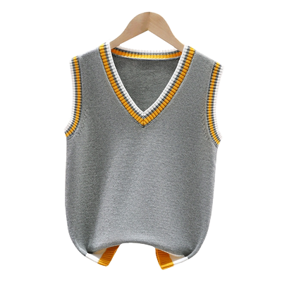 纯棉秋冬男童毛衣坎肩加绒加厚