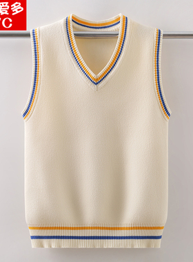 2025新款春秋冬季中大童马甲加绒加厚纯棉男童女童坎肩针织衫毛衣