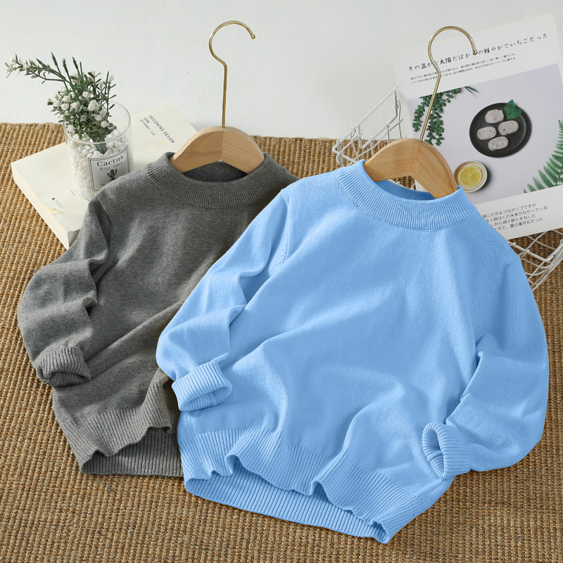 2026中大童纯棉圆领毛衣男童女童亲子装春秋儿童薄款打底衫针织潮