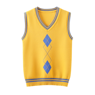 2026新款儿童针织马甲加厚中大童纯棉背心男童女童V领打底衫坎肩