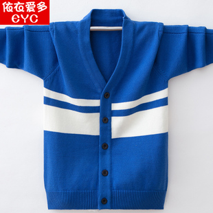 2026秋冬中大童纯棉开衫毛衣针织衫儿童男童V领学院毛线衫潮加厚