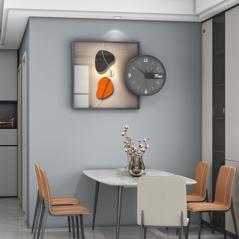 餐厅创意客厅挂钟现代简约装饰画组合钟表家用2025新款表时钟挂墙