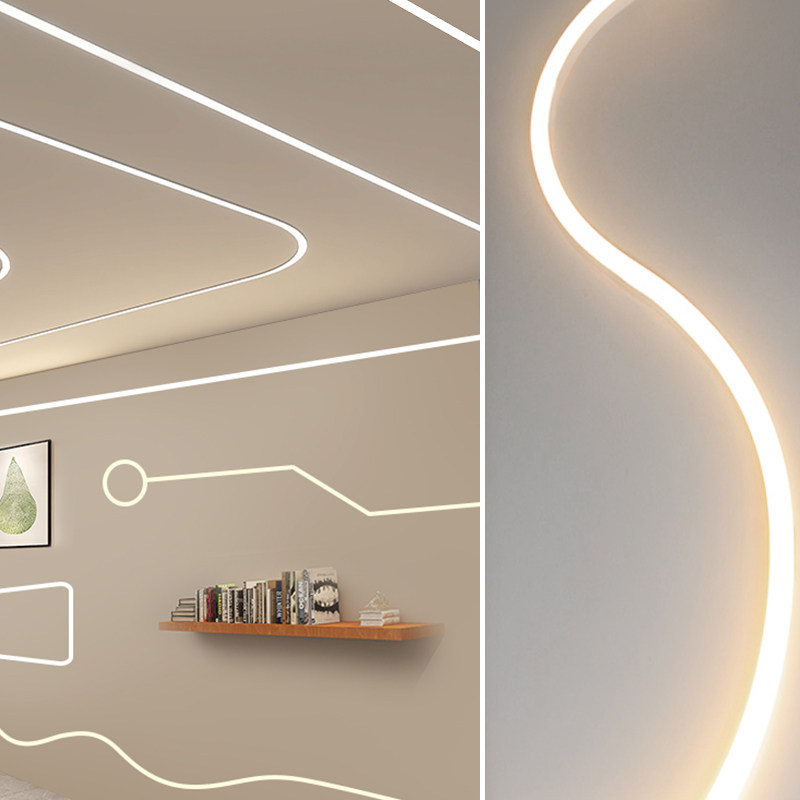 led柔性硅胶灯带条软套管24v低压自粘嵌入式线形灯带槽防水阻燃