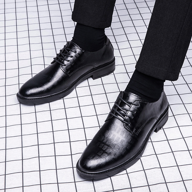 春季透气男鞋真皮商务正装休闲鞋英伦软底西装鞋新郎结婚皮鞋男潮