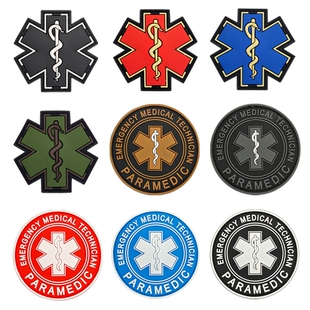 PARAMEDIC生命之星胸章 橡胶士气章 国际救援医疗徽章PVC蛇杖臂章