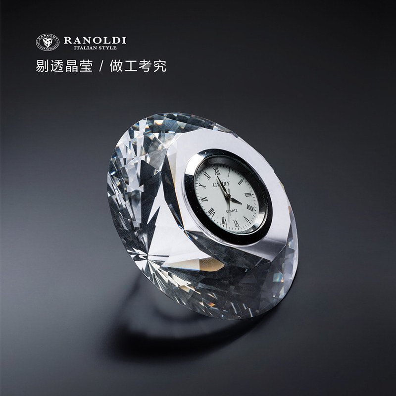 意大利原产Ranoldi水晶摆件 时钟客厅静音钟表座钟台钟摆件