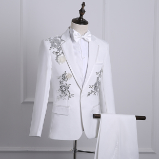 2023新款男士亮片西装礼服套装大合唱演出服男款司仪主持人表演服
