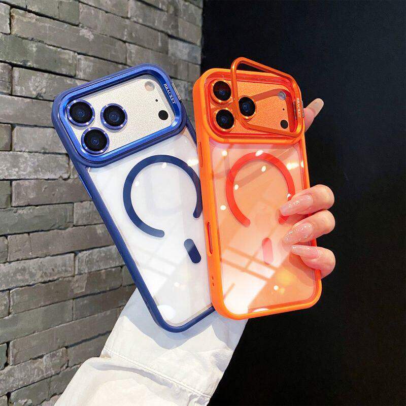 镜头镂空金属支架适用iPhone17promax手机壳新款Air苹果16镜头全包15磁吸充电14透明13高颜值女款12保护套11