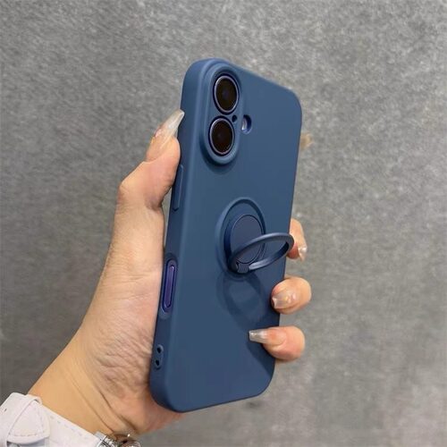 液态硅胶适用16手机壳指环支架iPhone15Promax新款女14plus全包防摔软壳13高级感12简约11纯色保护套16pro潮
