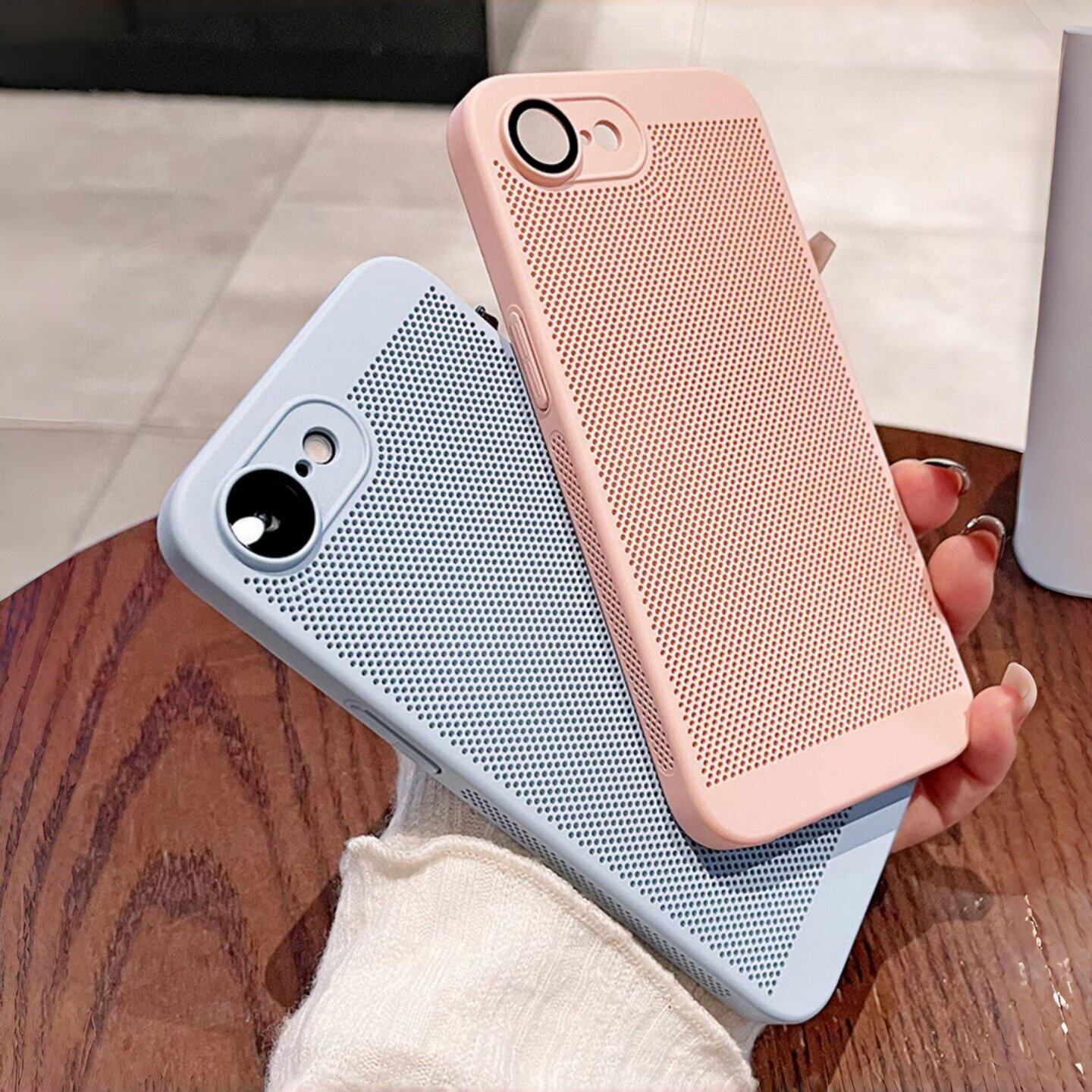 透气散热网壳适用苹果17e手机壳新款iPhone17promax超薄网孔硬壳air带镜头膜16e全包防摔15pro保护套14男女款