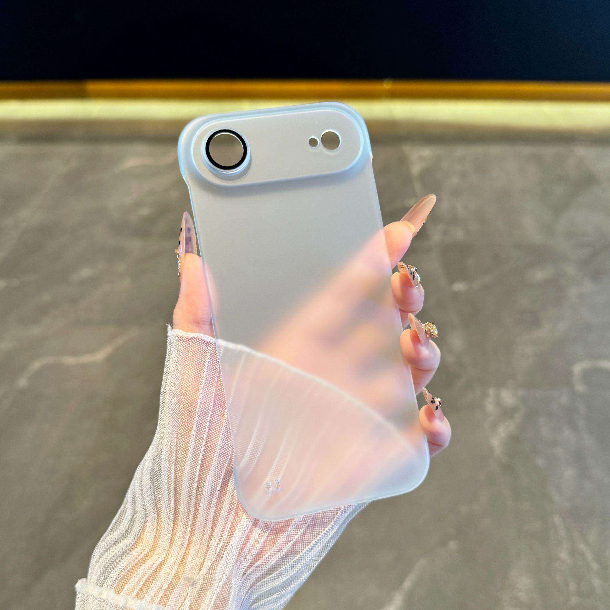 轻裸机手感无边框带镜头膜磁吸苹果Air手机壳适用iPhone17promax新16/15plus磨砂冰雾透明白14/13硬亚克力12