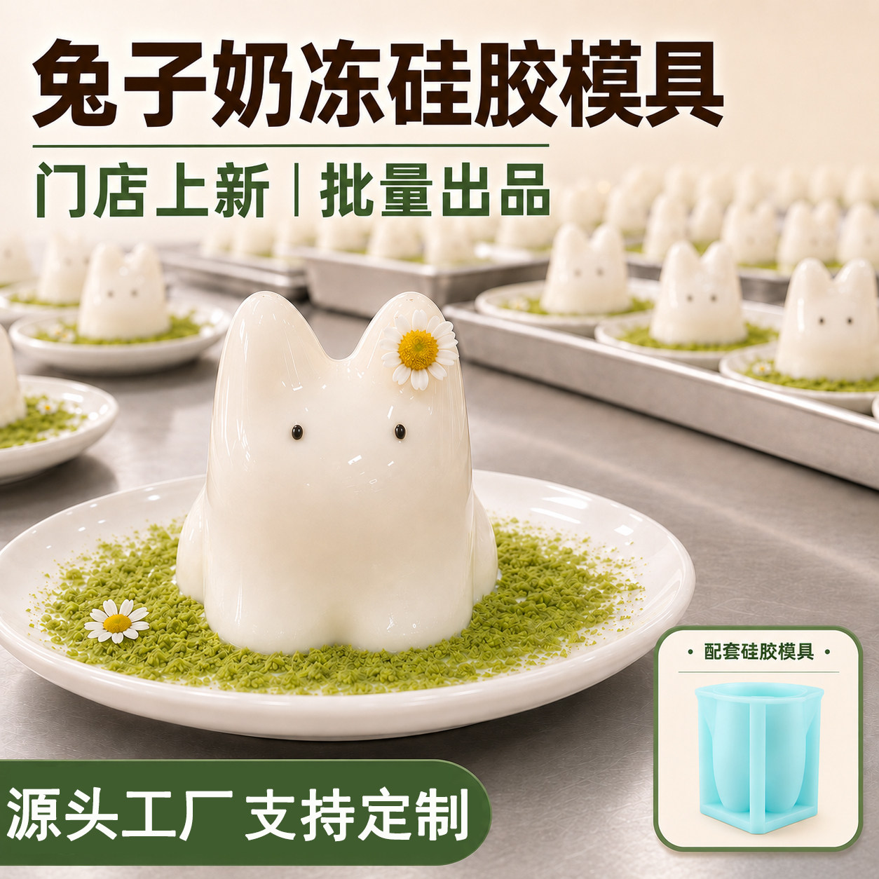 兔子猫咪奶冻硅胶模具狗狗布丁图片