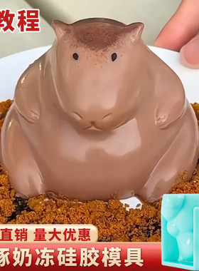 卡皮巴拉模具硅胶食品级水豚奶冻慕斯巧克力兔子猫咪布丁果冻小号