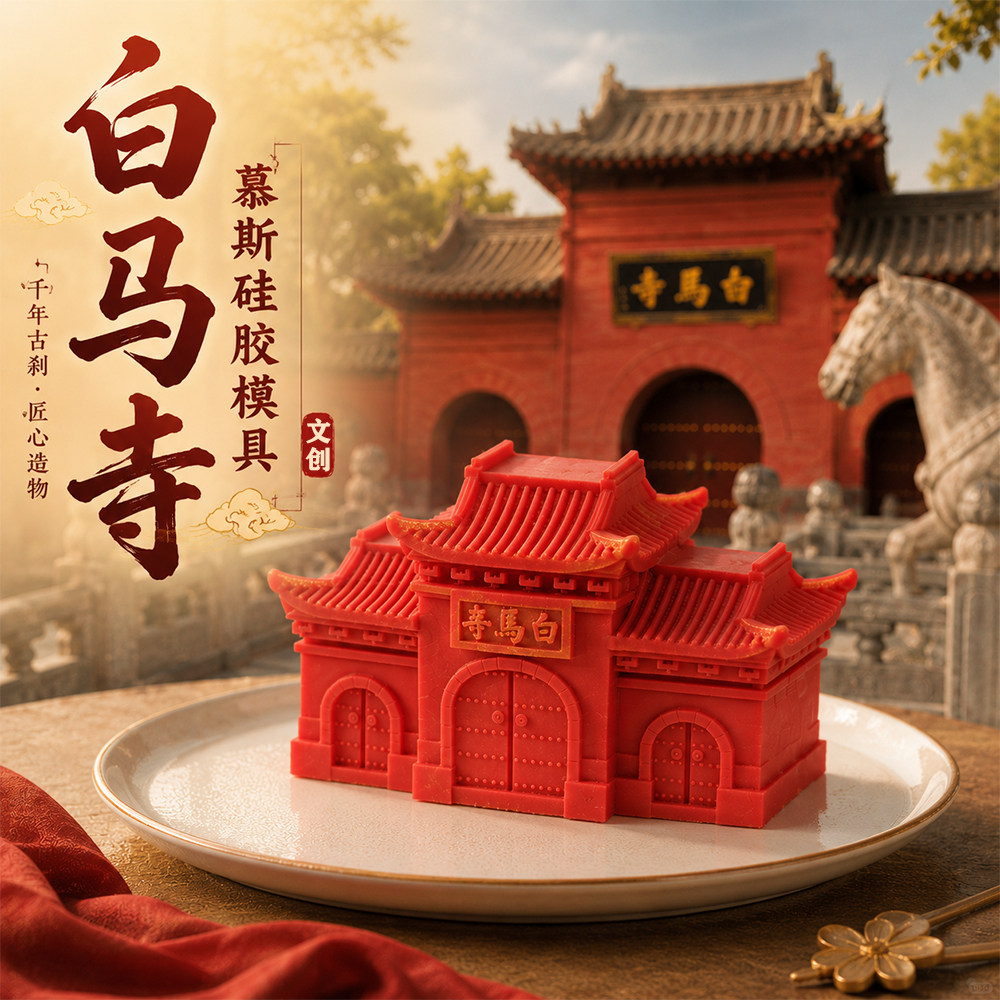 河南白马寺文创慕斯模具硅胶食品级定制国风立体巧克力烘焙蛋糕磨