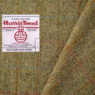 哈里斯粗花呢harris tweed进口棕绿色人字纹大衣外套西装手套布料