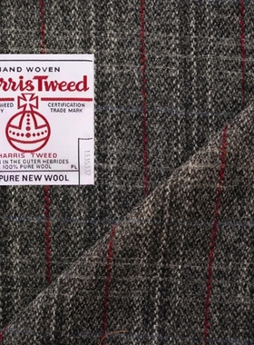 Harris tweed灰色男女大衣外套布面料哈里斯粗花呢DIY包袋抱枕