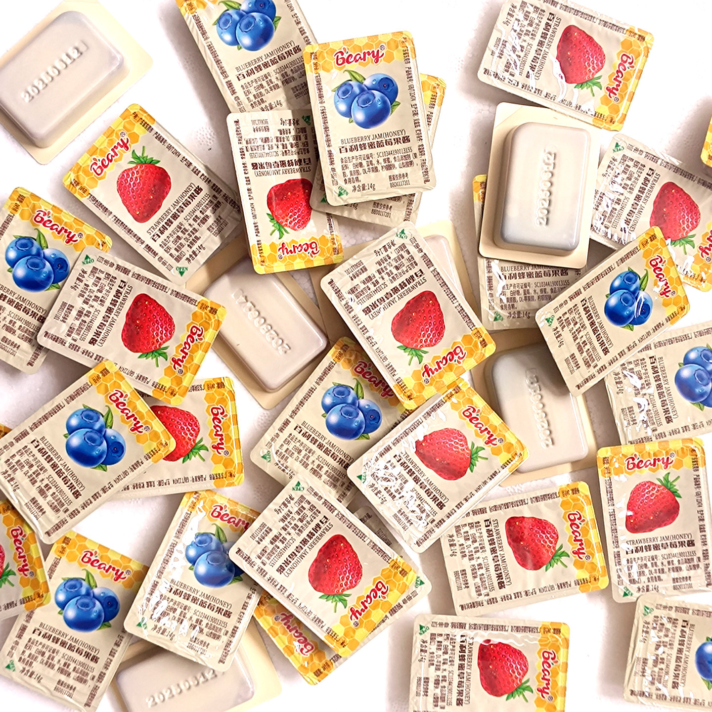 百利蜂蜜蓝莓草莓果酱14g甜品早餐酸奶涂抹夹心面包蛋糕酱小盒装