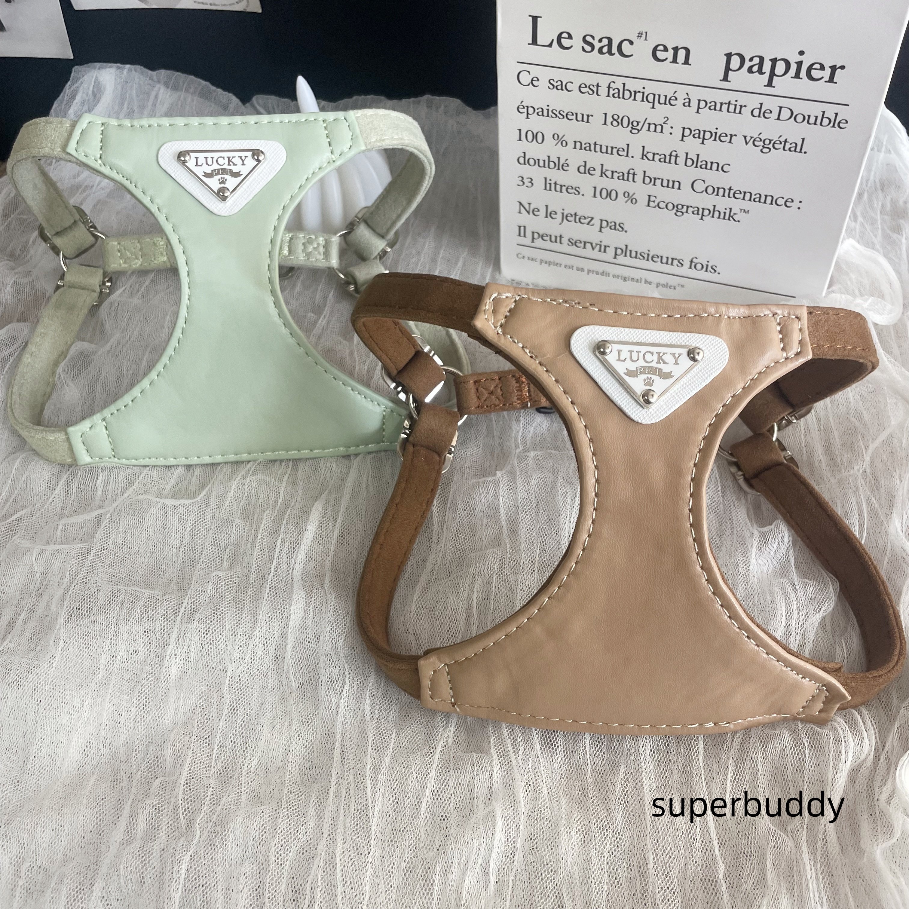 Superbuddy仲夏晚樱系列狗狗牵引绳小型犬遛狗绳背心式胸背带