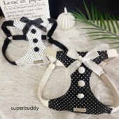 Superbuddy波点圆舞曲系列狗狗牵引绳小型犬遛狗绳背心式 胸背带