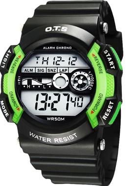 OTS正品多功能学生电子手表 50米防水游泳表 夜光计时跑步运动表