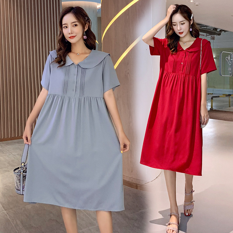 孕妇装夏装洋气连衣裙长款夏天收腰舒适气质裙子宽松潮妈怀孕衣服