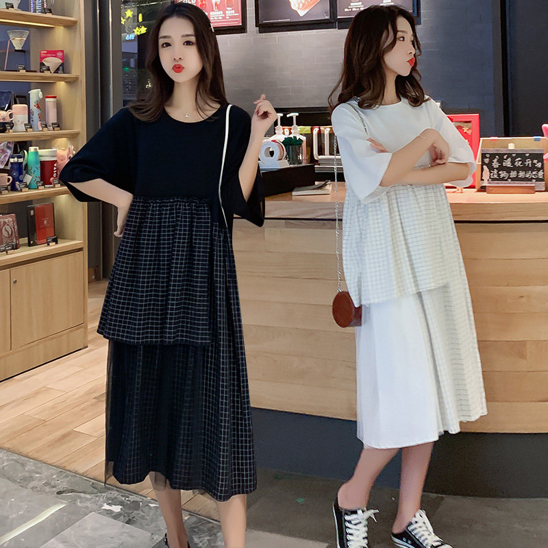 孕妈潮装孕妇夏装时尚2022新款孕妈妈宽松裙子韩版中长款怀孕衣服