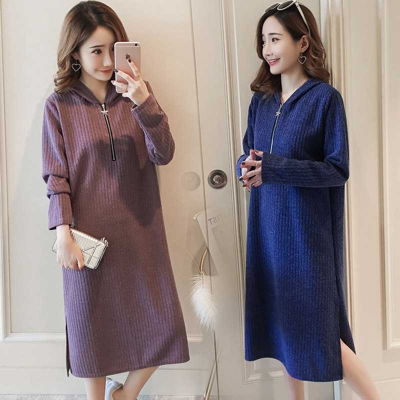 孕妈潮装春孕妇春季连衣裙春款宽松卫衣潮妈长款过膝上衣2022新款