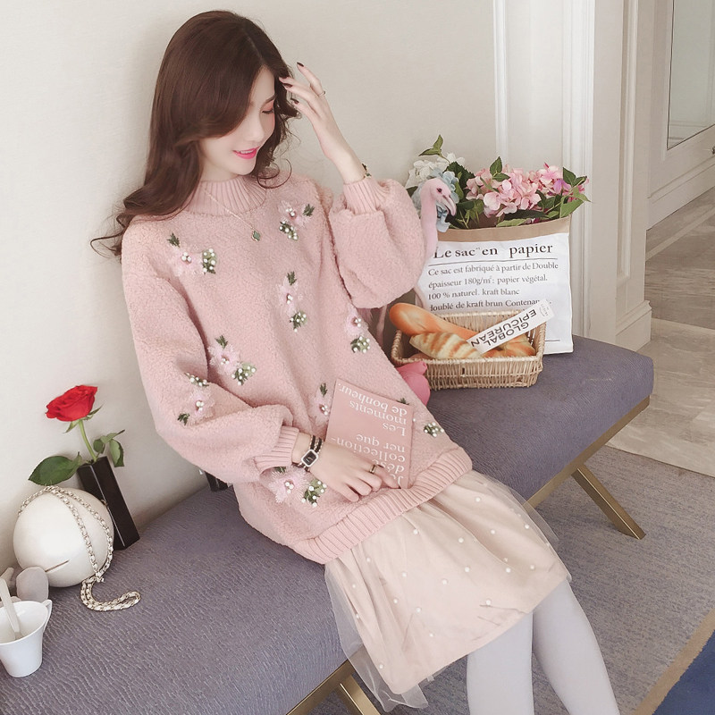 孕妇春秋装时尚款毛衣2021年新款潮妈宽松连衣裙韩版孕妈打底裙子