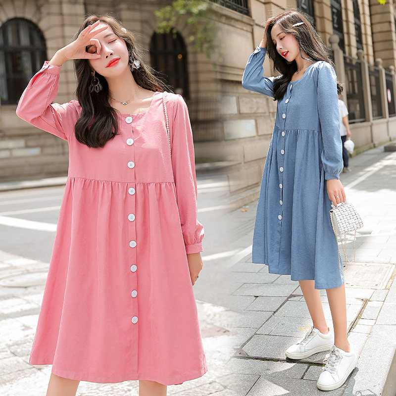 孕妇春装连衣裙时尚款2022新款韩版春秋季孕妈妈裙子宽松怀孕衣服