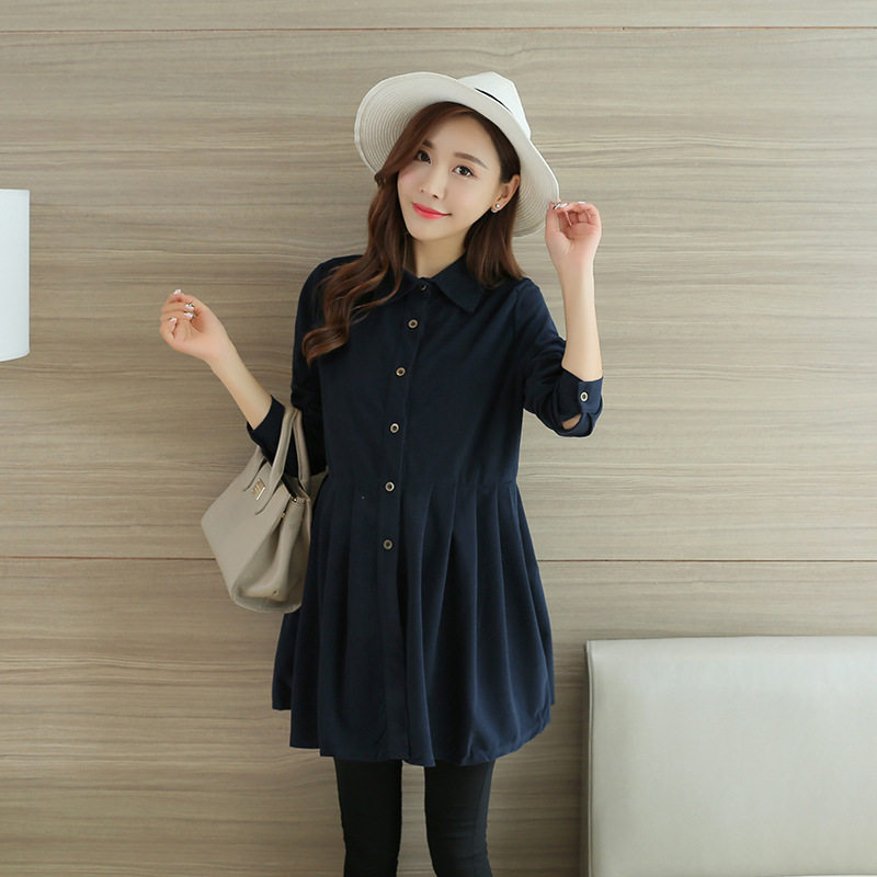 孕妇秋装上衣2021新款韩版时尚打底宽松大码春秋长袖孕妈妈连衣裙