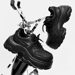 新款黑武士厚底cleanfit增高7CM老爹鞋男大头休闲皮鞋运动德比鞋