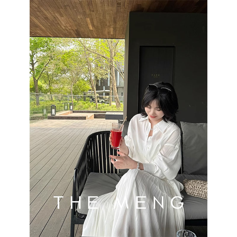 THE MENG【沉眠】兰精天丝蕾丝拼接镂空花纹设计柔美气质衬衫女夏