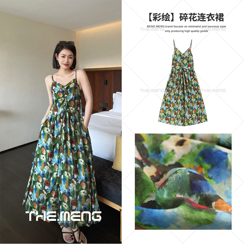 梦梦THEMENG【彩绘】收腰碎花小众显瘦气质通勤轻奢高级感连衣裙 女装/女士精品 连衣裙 原图主图