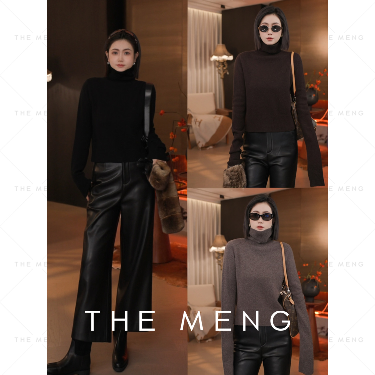 THE MENG【初遇】轻暖山羊绒绵羊毛半高领叠穿针织毛衣#M254E1563