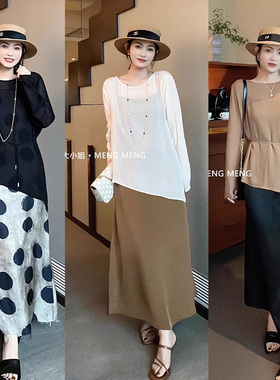 MENGMENG【布鲁克林】夏季时尚显瘦不规则法式罩衫搭配百搭连衣裙