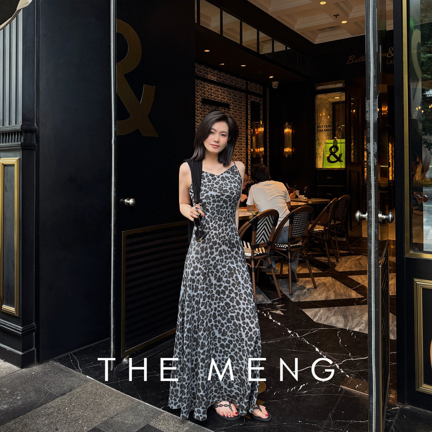 THE MENG"雾灰野豹"精选14姆米天然桑蚕丝气质连衣裙