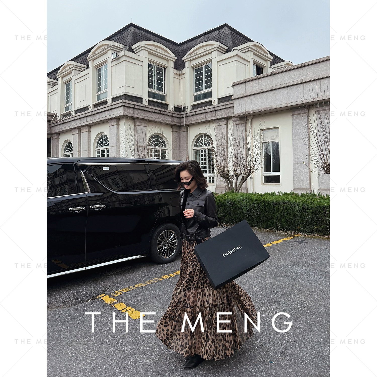 THE MENG【影豹】顺纡绉皱极简通勤豹纹显瘦半身裙