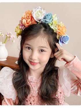 Babybag 儿童发箍簪花女童不勒头饰小女孩仿真花朵创意发箍