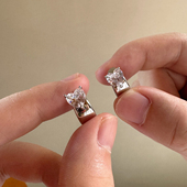 Always闪亮简约爱心一颗钻耳环银色精致百搭高级感锆石镶嵌小耳圈