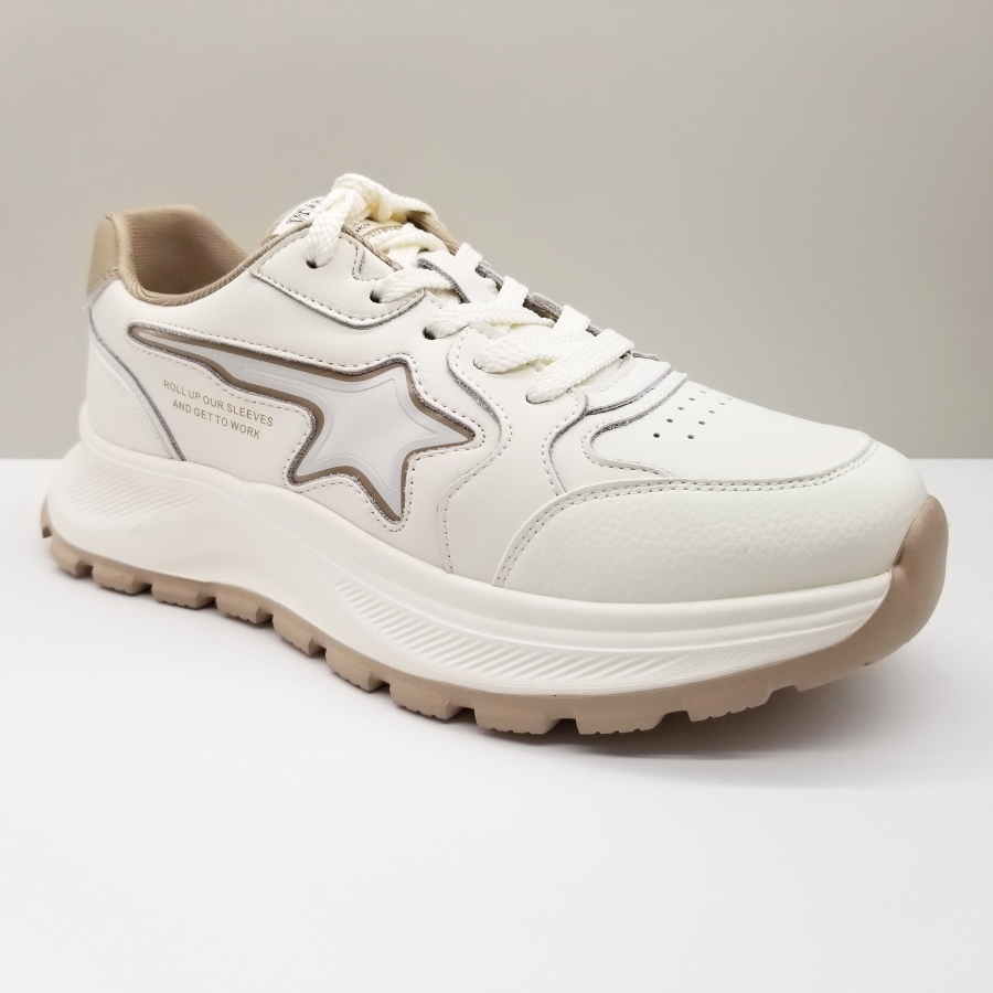 意尔康女鞋2024秋季新款时尚运动休闲百搭星星小白鞋厚底慢跑鞋女