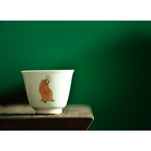 七月长景德镇陶瓷主人杯手绘红衣罗汉中式礼盒装90ml茶杯弥云斋