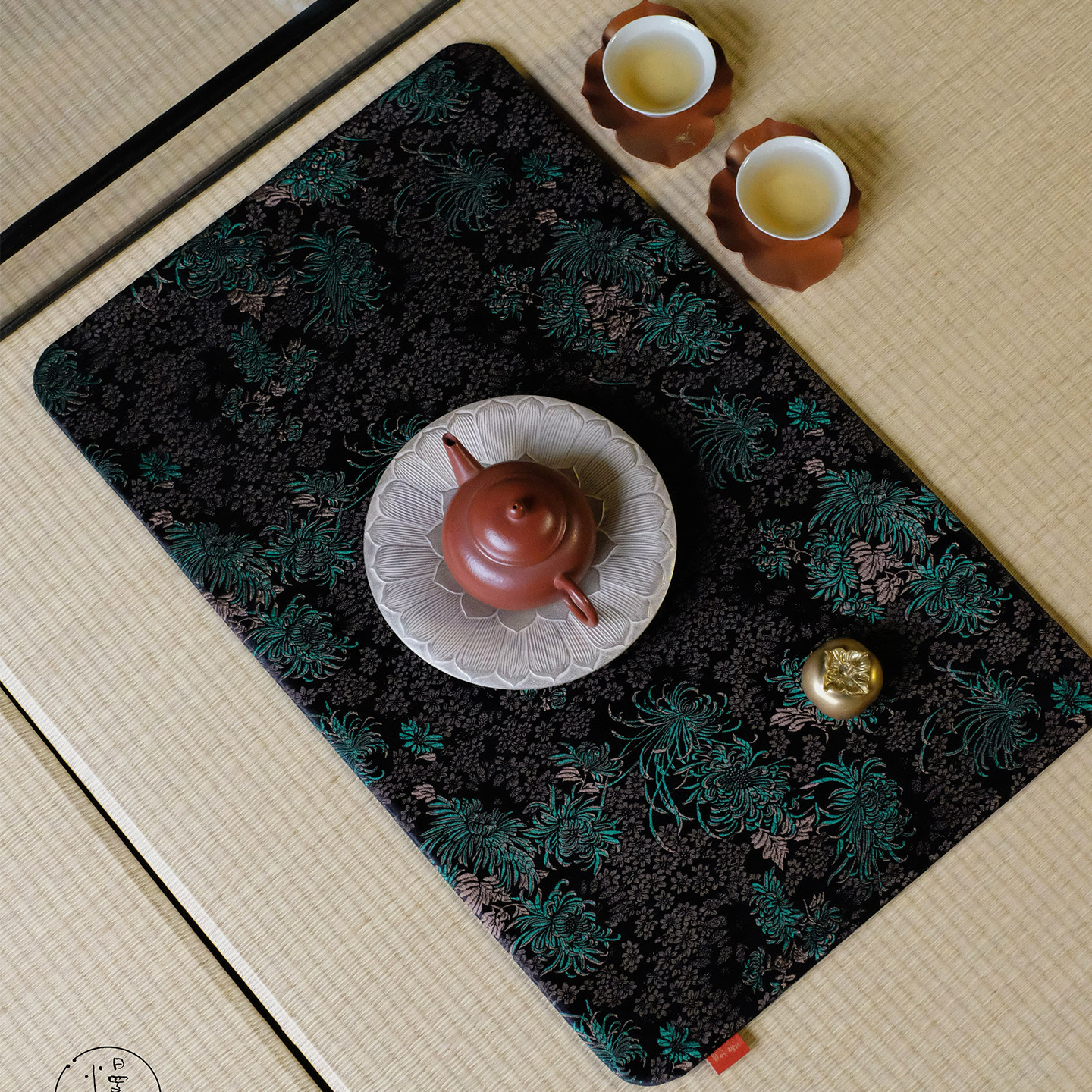 七月长茶席 慢蓝双面香云纱织锦茶台布 手工中式复古桌旗 慢蓝,居家布艺,茶席,淘宝优惠券,粉丝福利购,淘宝优惠卷