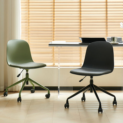 北欧简约塑料电脑椅职员会议座椅家用学习靠背有滑轮办公升降转椅
