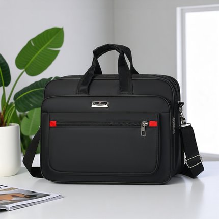 男士公文包牛津布商务出差通勤笔记本电脑包横款单肩手提包斜挎包
