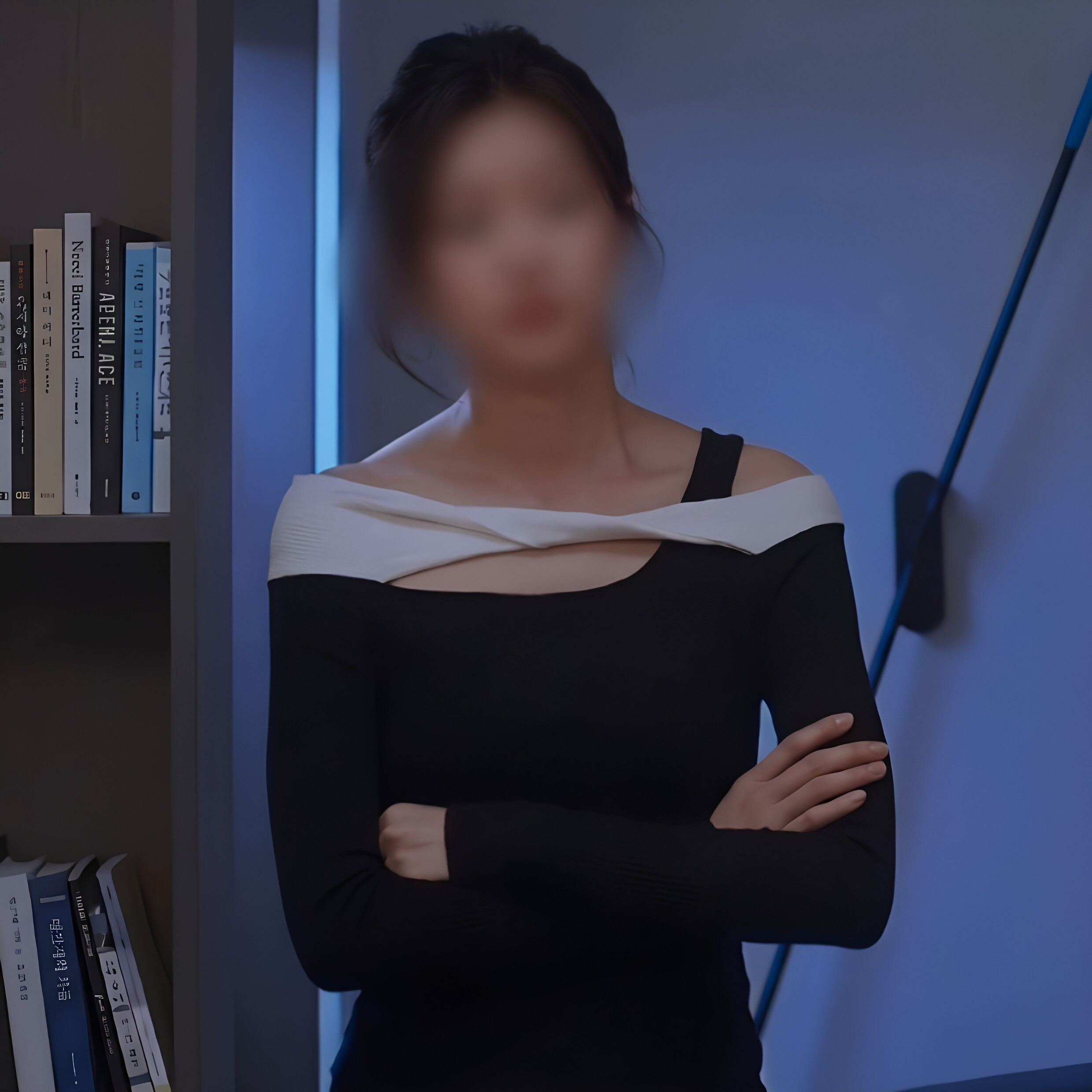 明星同款撞色设计感一字领露肩修身显瘦长袖T恤2026新款早秋上衣