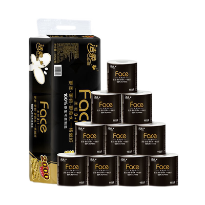 洁柔黑面子有芯卷纸4层10卷2000g