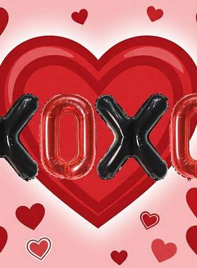情人节XOXO一箭穿心结婚纪念日婚庆背景装扮气球铝膜勾勾心爱心